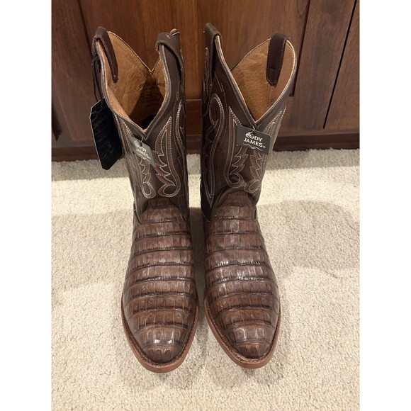 New CODY JAMES MEN\'S EXOTIC CAIMAN WESTERN Cowboy BOOTS Brown 12D BBE4521-01 main image 14